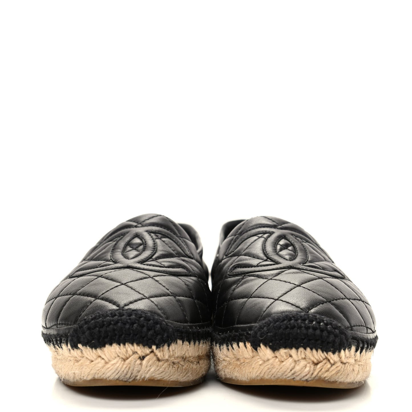 Lambskin Quilted CC Espadrilles 38 Black