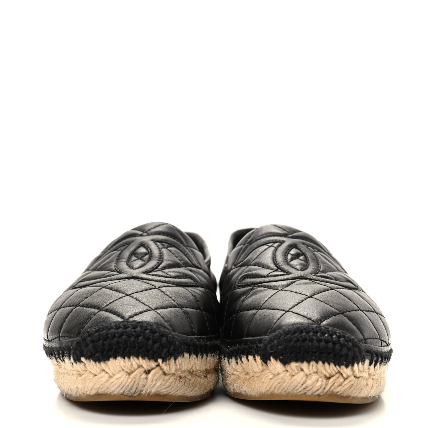 Chanel Lambskin Quilted CC Espadrilles 38 Black 2 of 8