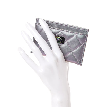 Chanel Iridescent Lambskin Quilted Reissue Card Holder Light Purple 2 of 9