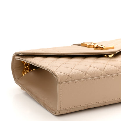 Saint Laurent Grain De Poudre Textured Mixed Matelasse Medium Triquilt Monogram Satchel Dark Beige 9 of 11