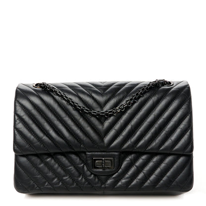 Chanel Aged Calfskin Chevron Quilted 2.55 Reissue 226 Flap So Black 1 of 11