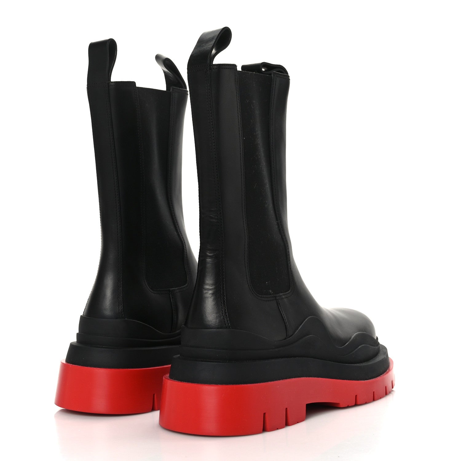 Bottega Veneta Calfskin The Tire Chelsea Boots 40.5 Black Bright Red 4 of 7