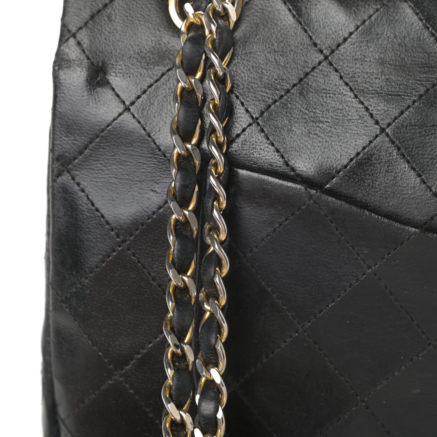 Lambskin Quilted Medium Double Flap Black