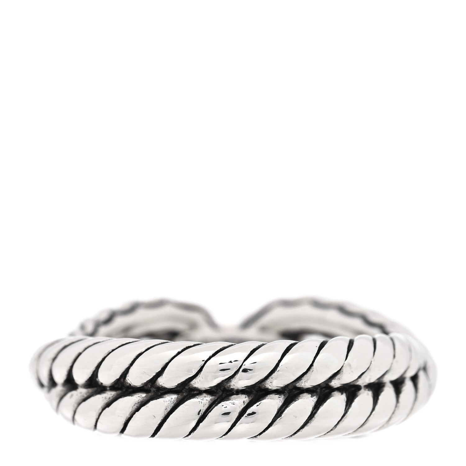 David Yurman Sterling Silver 18K Yellow Gold Cable Loop Ring 52 6 3 of 4