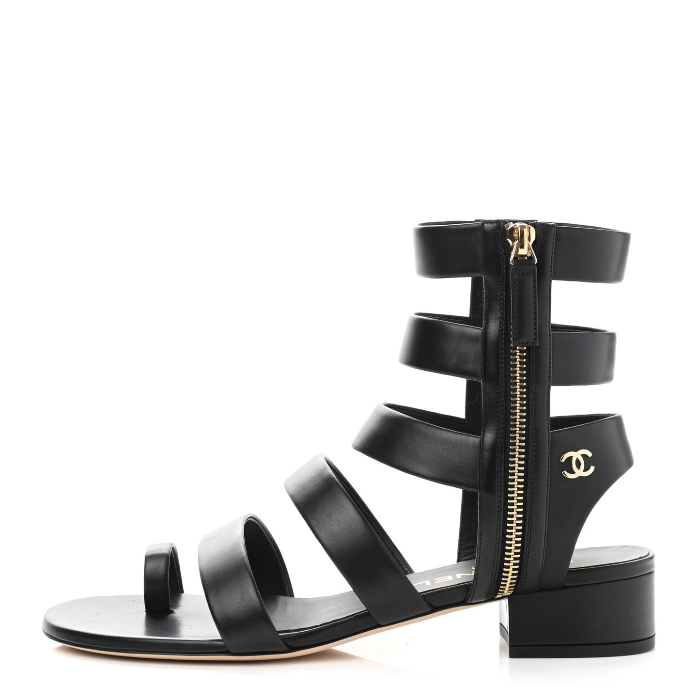Calfskin Gladiator Sandals 38 Black