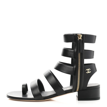 Chanel Calfskin Gladiator Sandals 38 Black 1 of 10