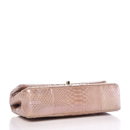 Chanel Metallic Python Medium Double Flap Pink 4 of 9