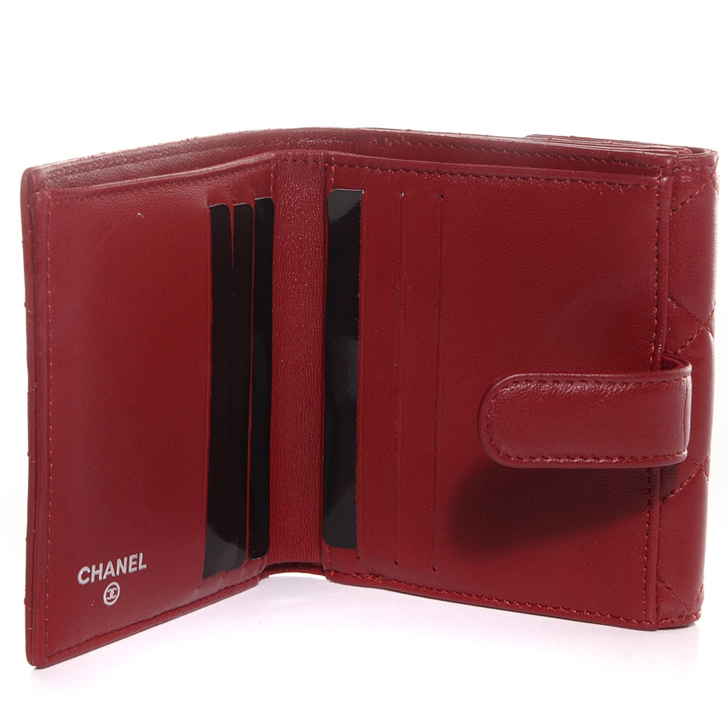 Lambskin Quilted French Wallet Red