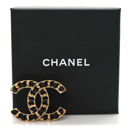 Chanel Lambskin Chain CC Brooch Black Gold 4 of 4