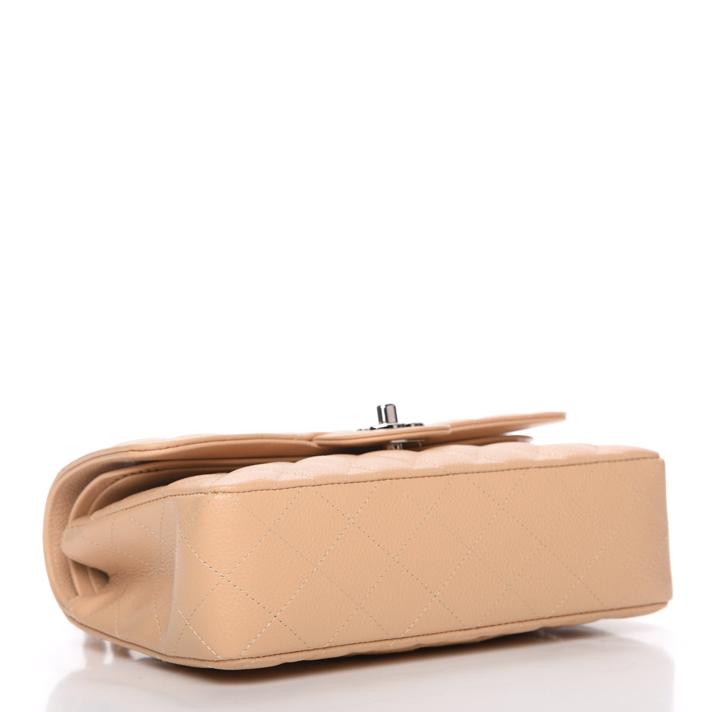 Caviar Quilted Small Double Flap Beige