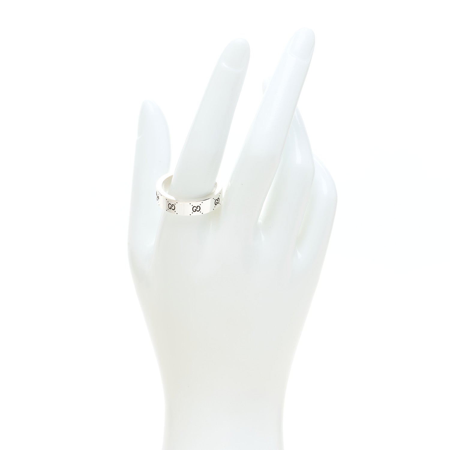 Gucci X ADIDAS Sterling Silver Trefoil GG Monogram Band Ring 63 10.5 2 of 7
