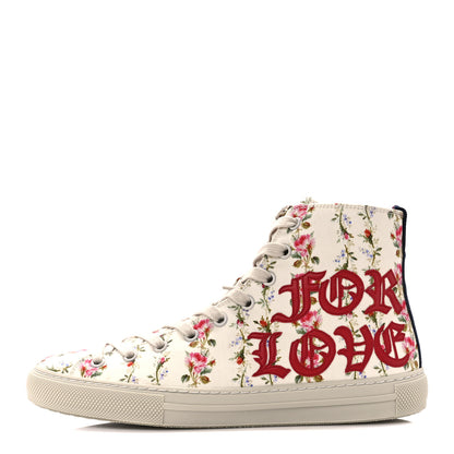 Gucci Canvas Romantic Print Major Blind For Love High Top Sneakers 37 Ivory 1 of 9
