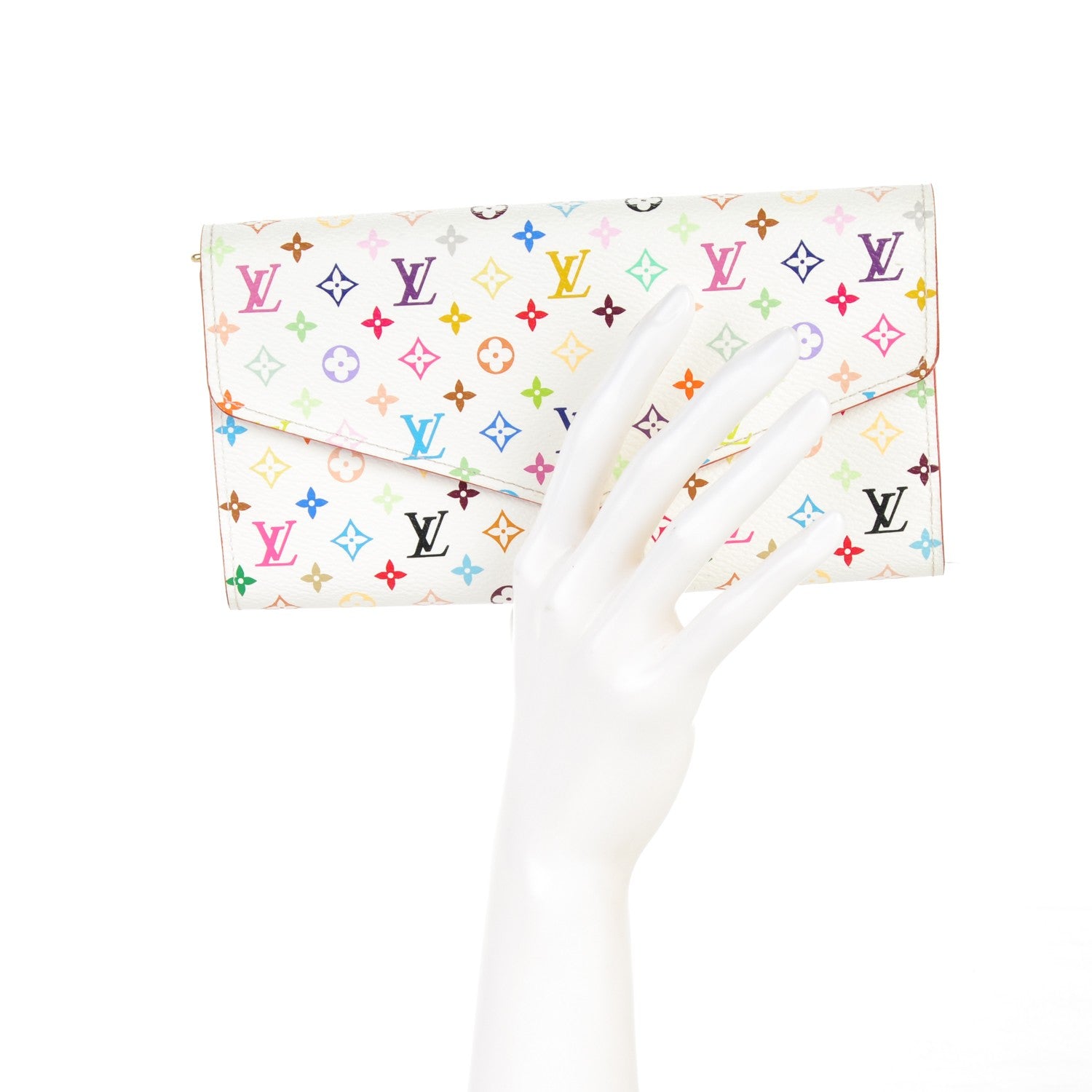 Louis Vuitton Monogram Multicolor Sarah Wallet NM White Litchi 2 of 7