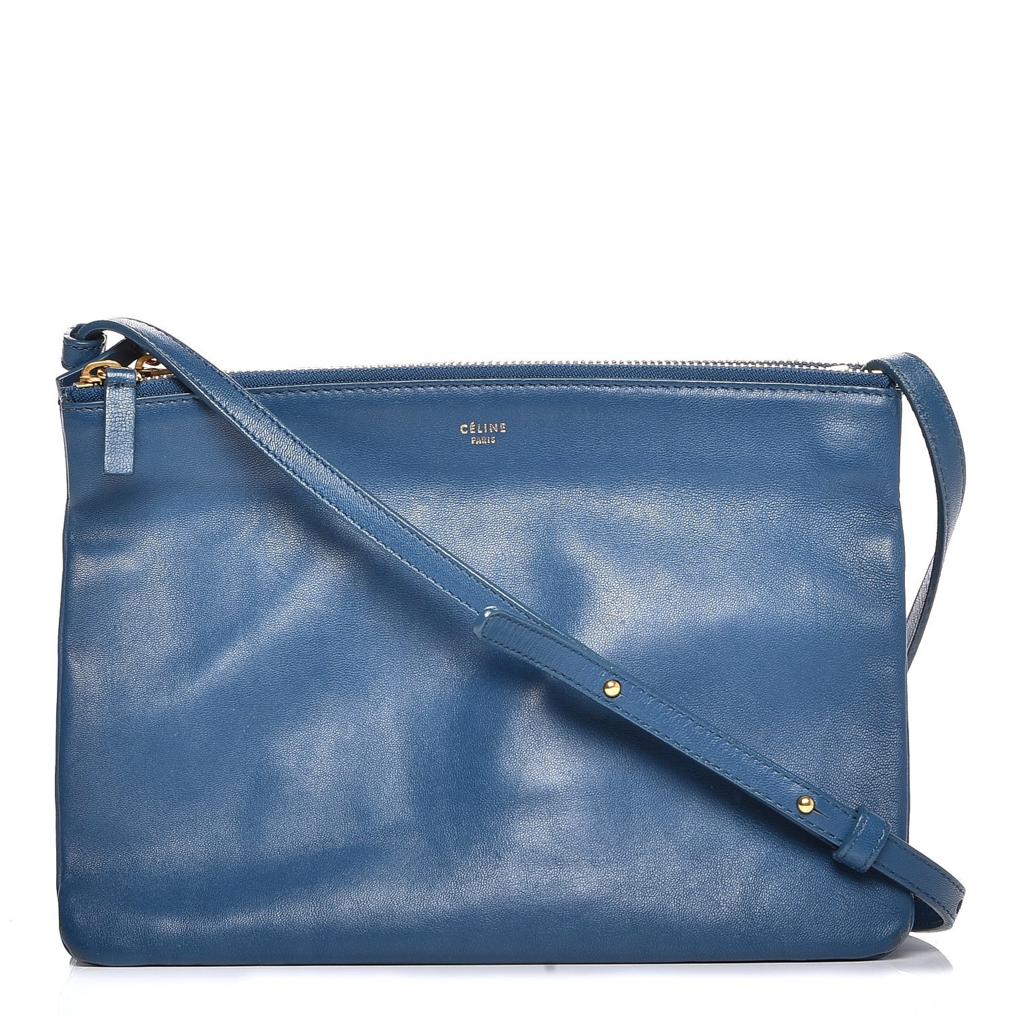 Lambskin Large Trio Crossbody Bag Metallic Blue