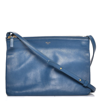 Celine Lambskin Large Trio Crossbody Bag Metallic Blue 1 of 9
