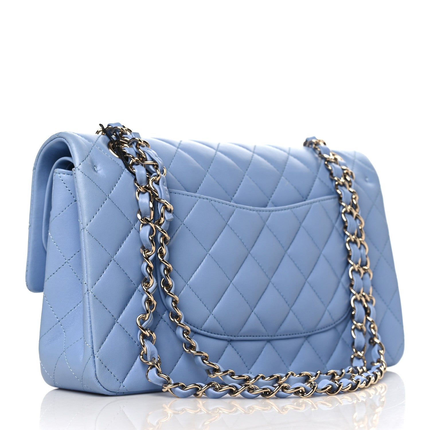 Chanel Lambskin Quilted Medium Double Flap Light Blue 2 of 8
