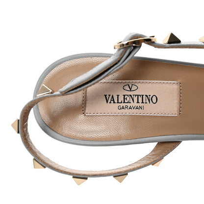 Valentino Garavani Suede Nappa Rockstud Half D'Orsay Slingback 50mm Pumps 37.5 Pastel Grey 8 of 9
