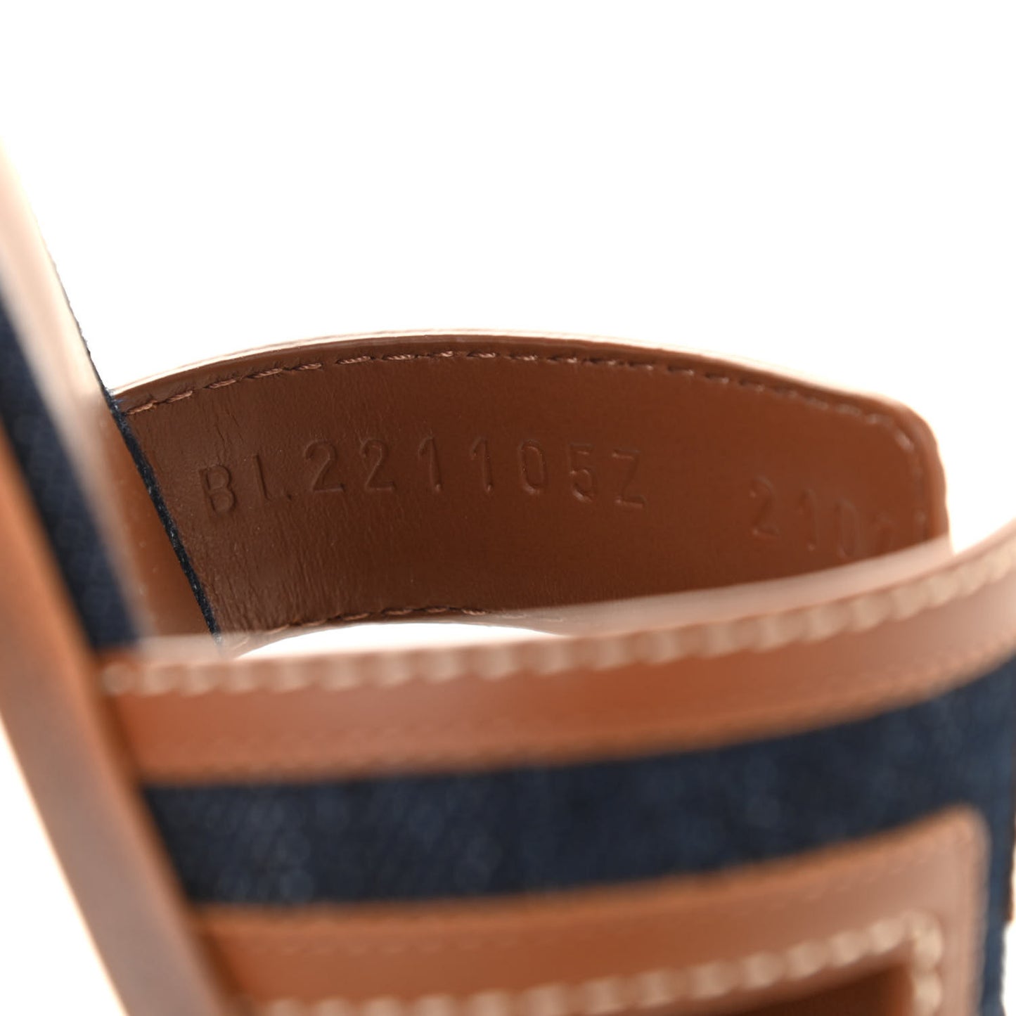 Calfskin Denim Oran Sandals 36 Bleu Brut Gold