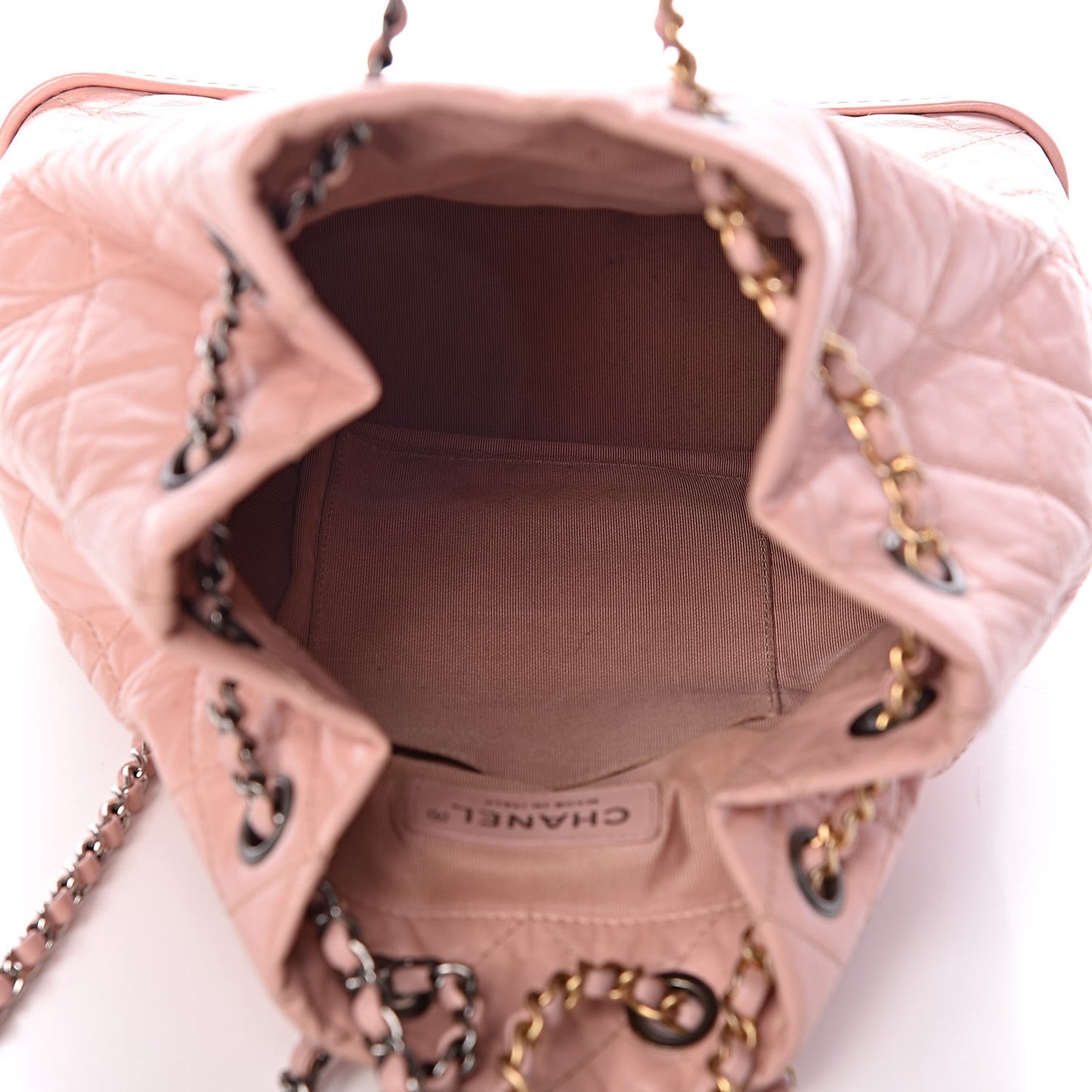 Aged Calfskin Quilted Gabrielle Backpack Light Pink