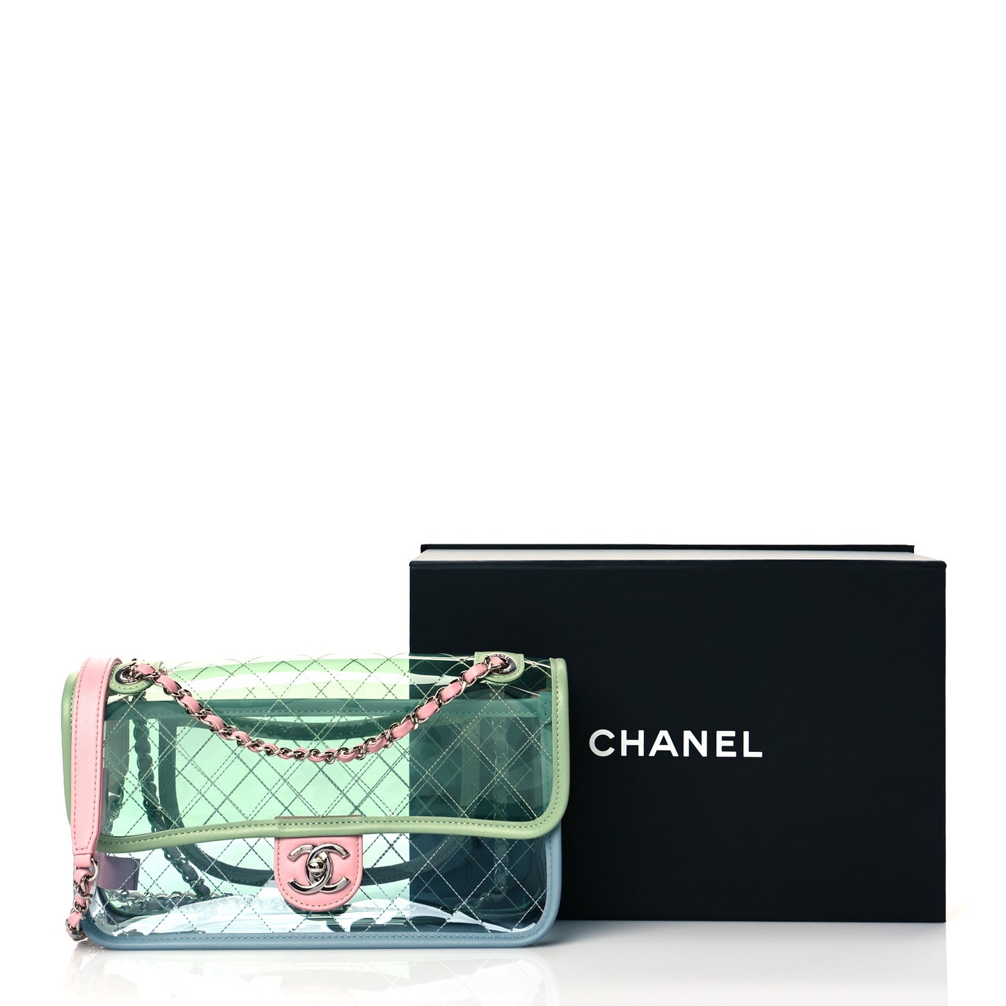 Lambskin PVC Quilted Medium Coco Splash Flap Blue Green