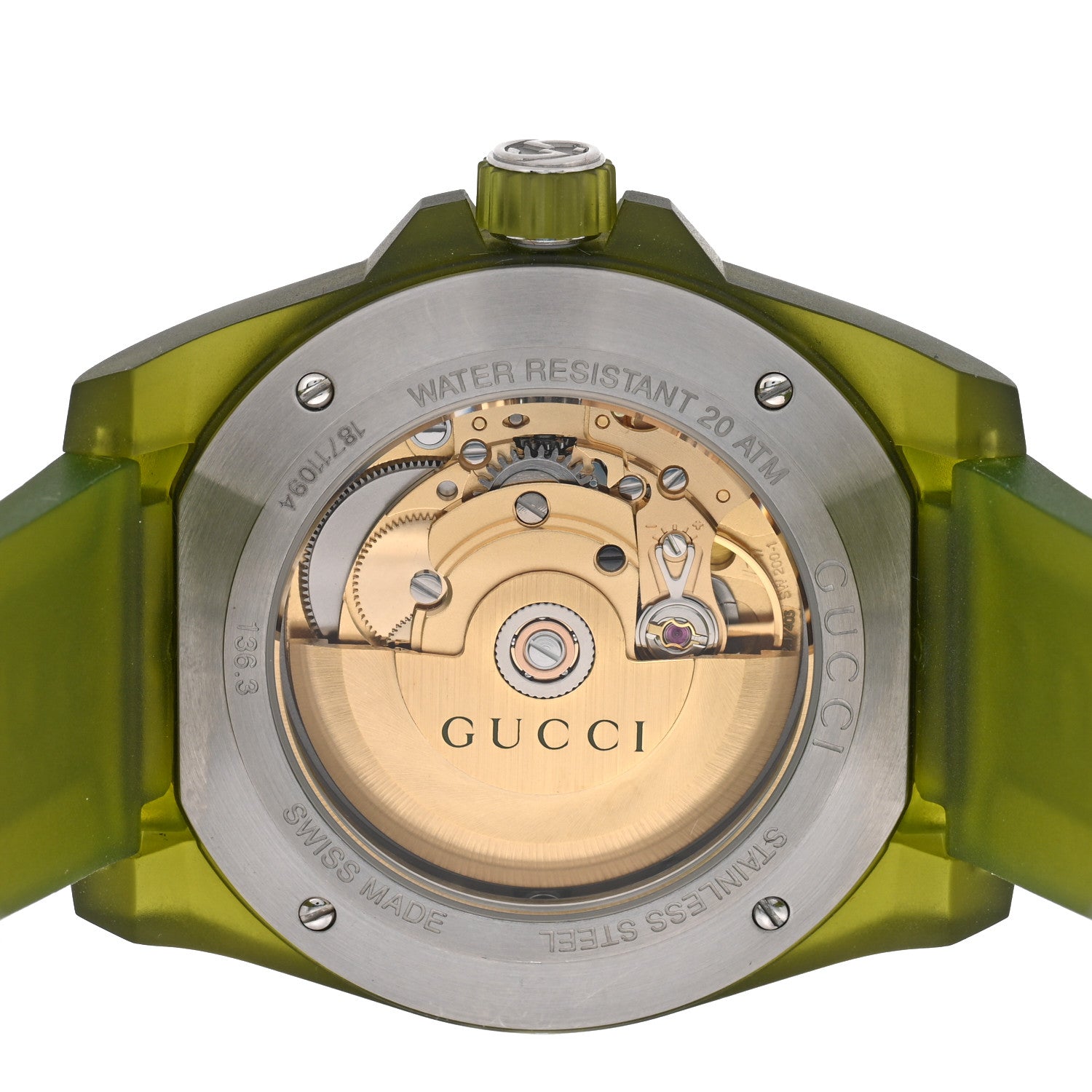 Gucci Stainless Steel Rubber 40mm Dive Quartz Watch Green 4 of 5