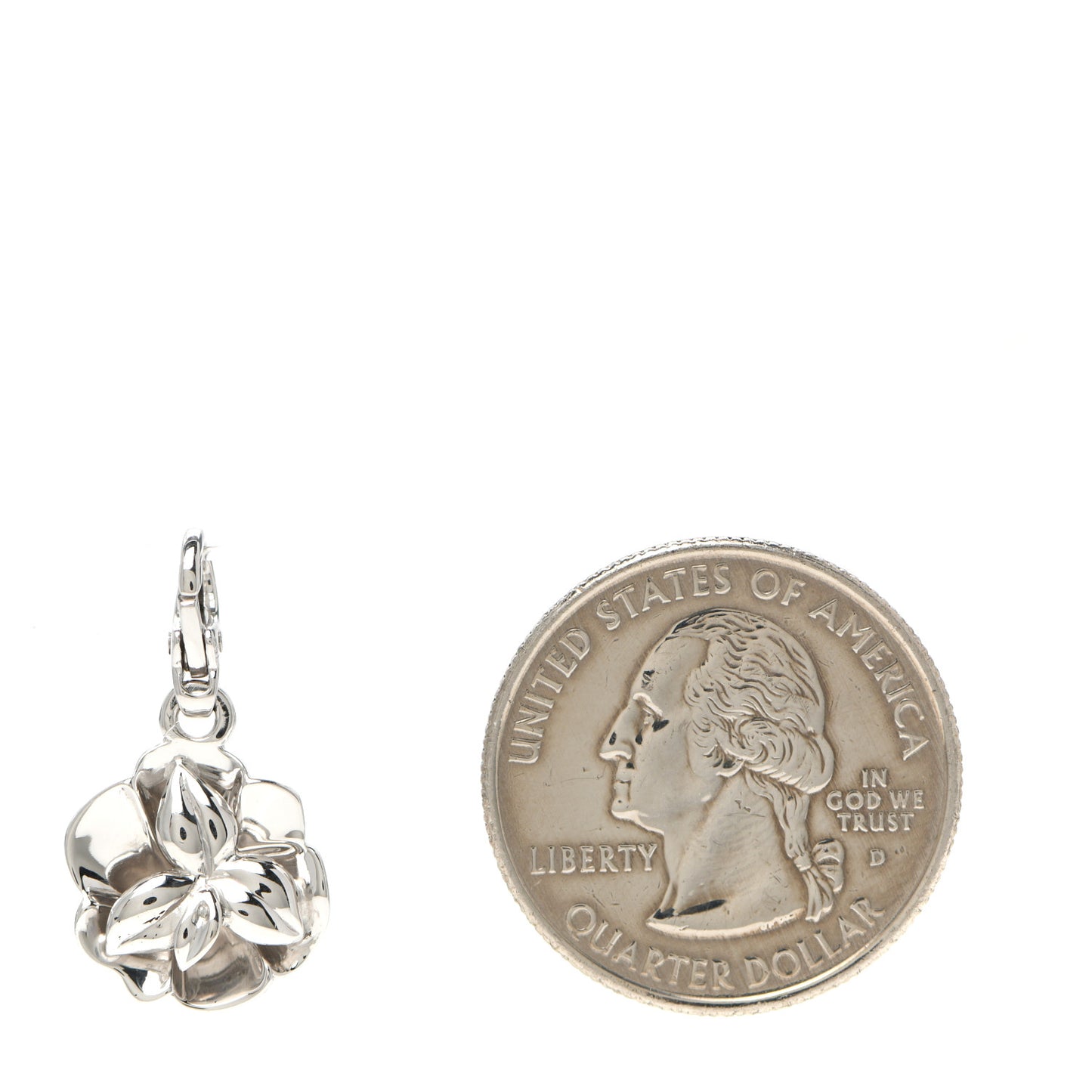 18K White Gold Camellia Flower Charm