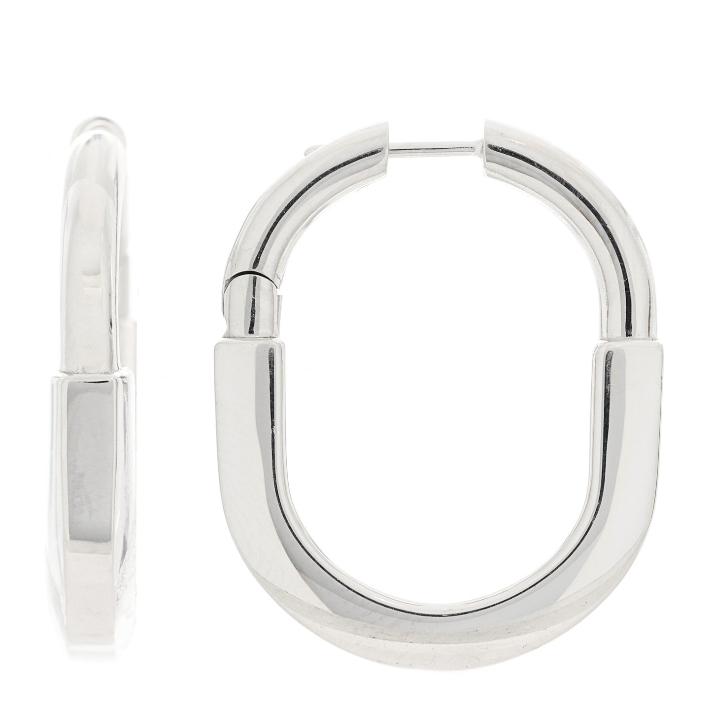 18K White Gold Medium Lock Earrings