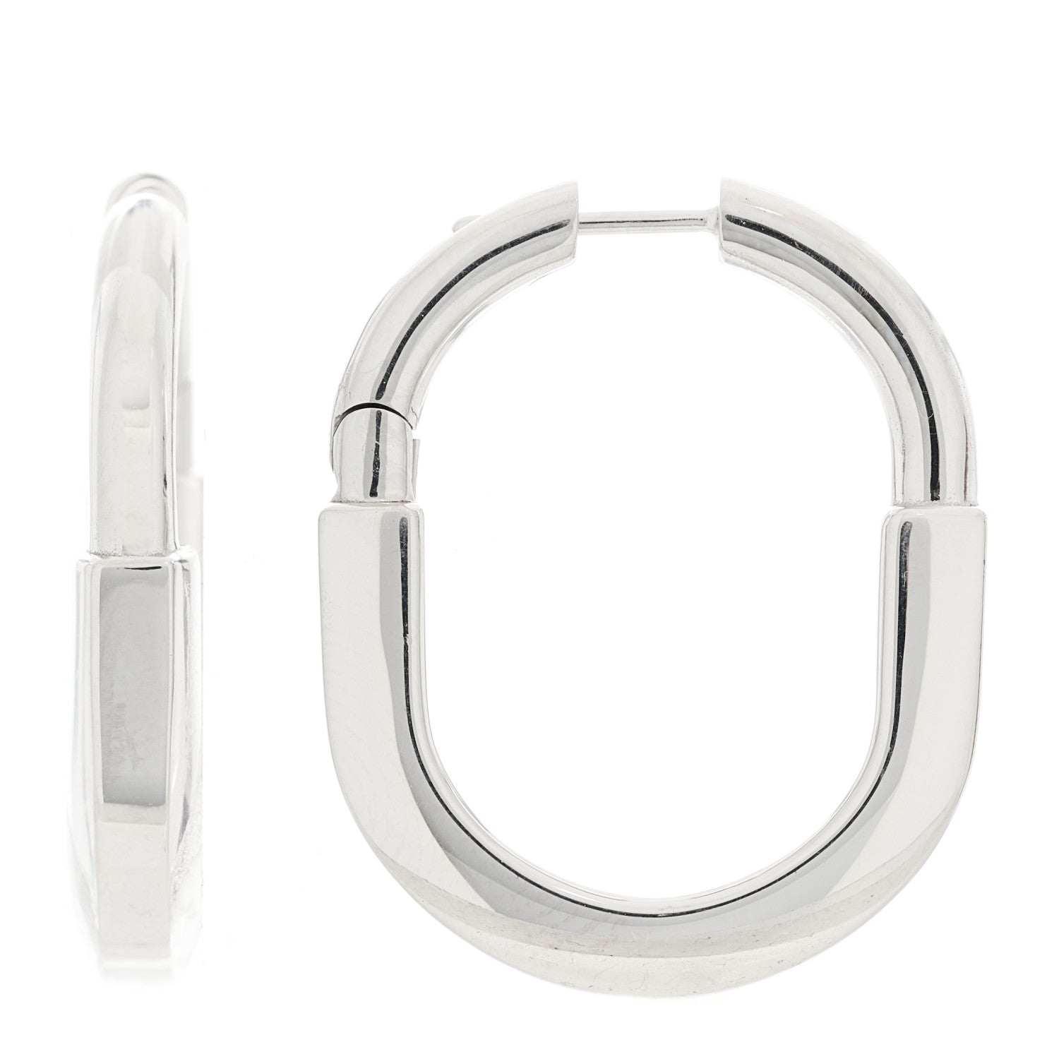 Tiffany 18K White Gold Medium Lock Earrings 1 of 7