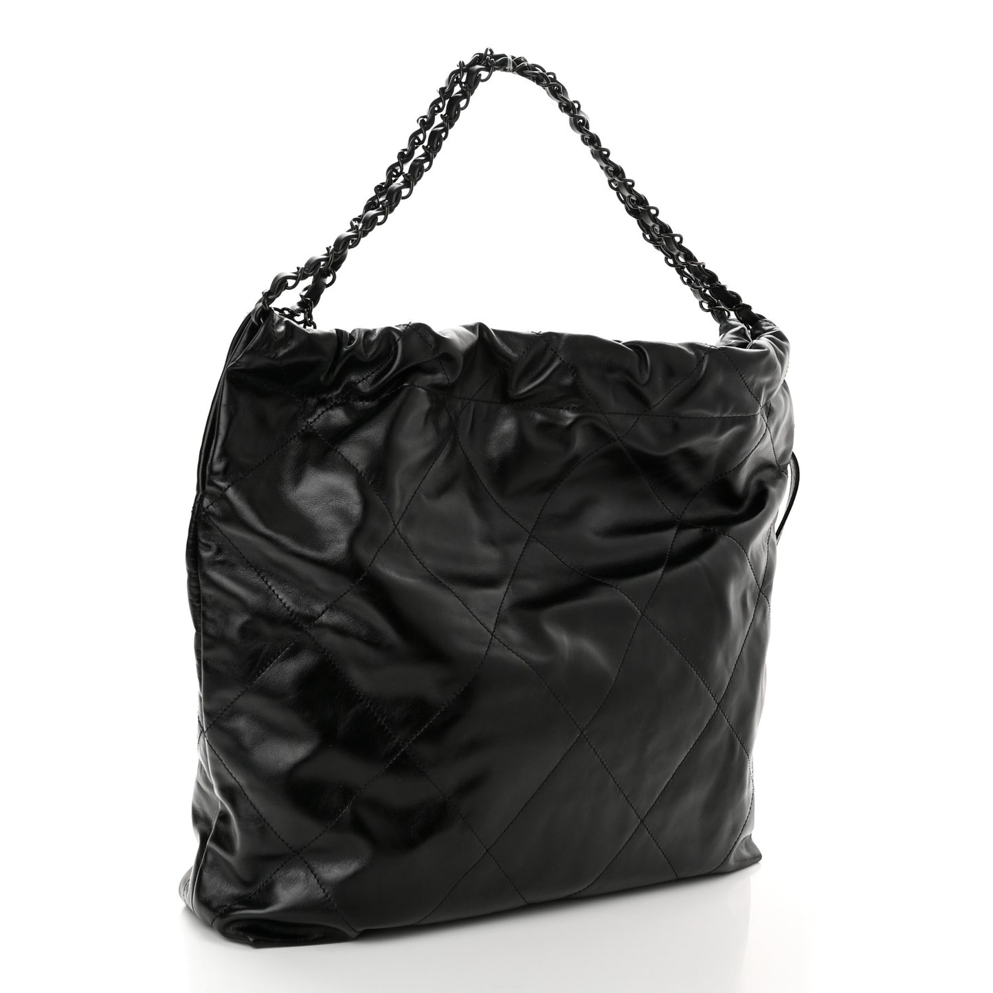 Shiny Calfskin Quilted Chanel 22 So Black