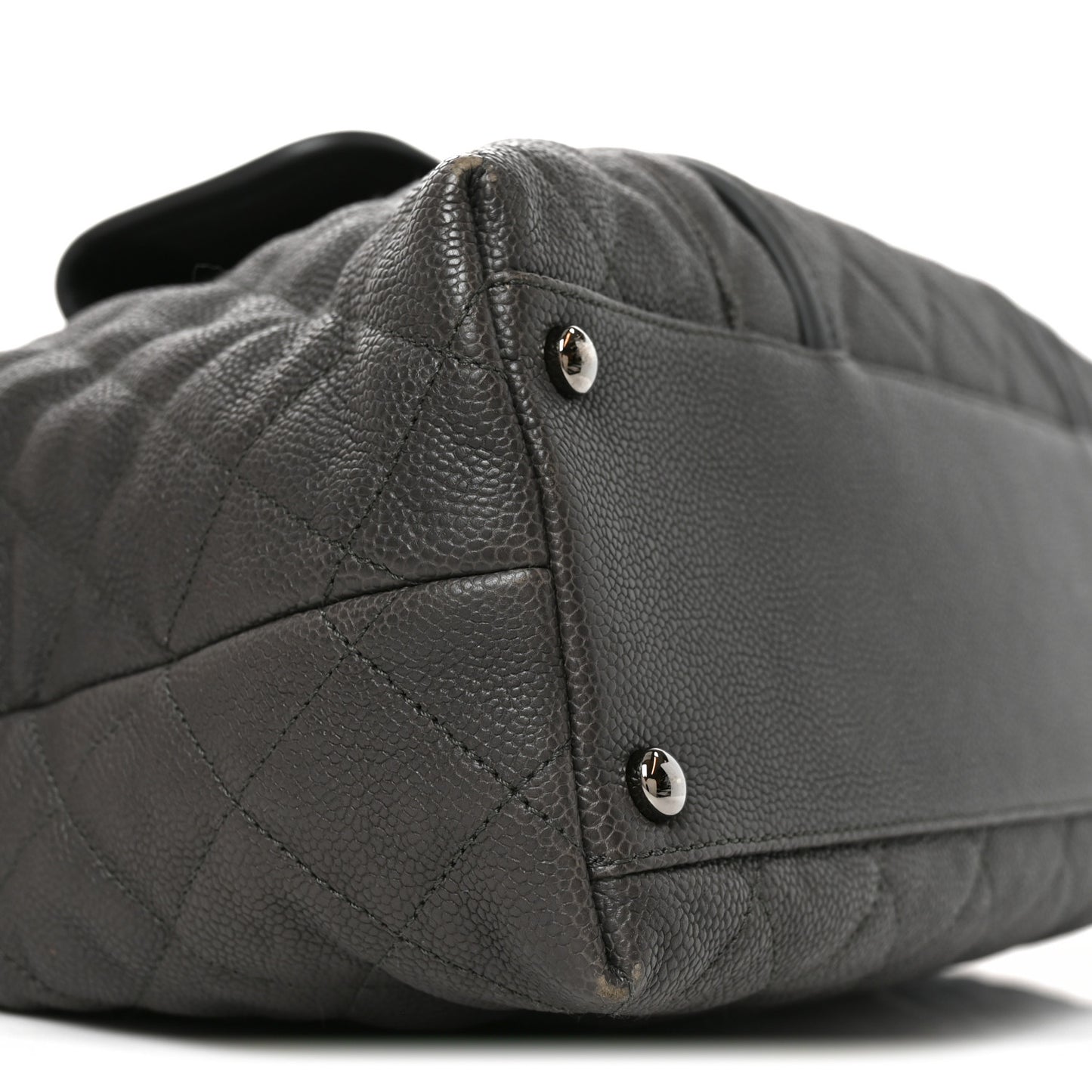 Caviar Quilted French Riviera Hobo Dark Grey