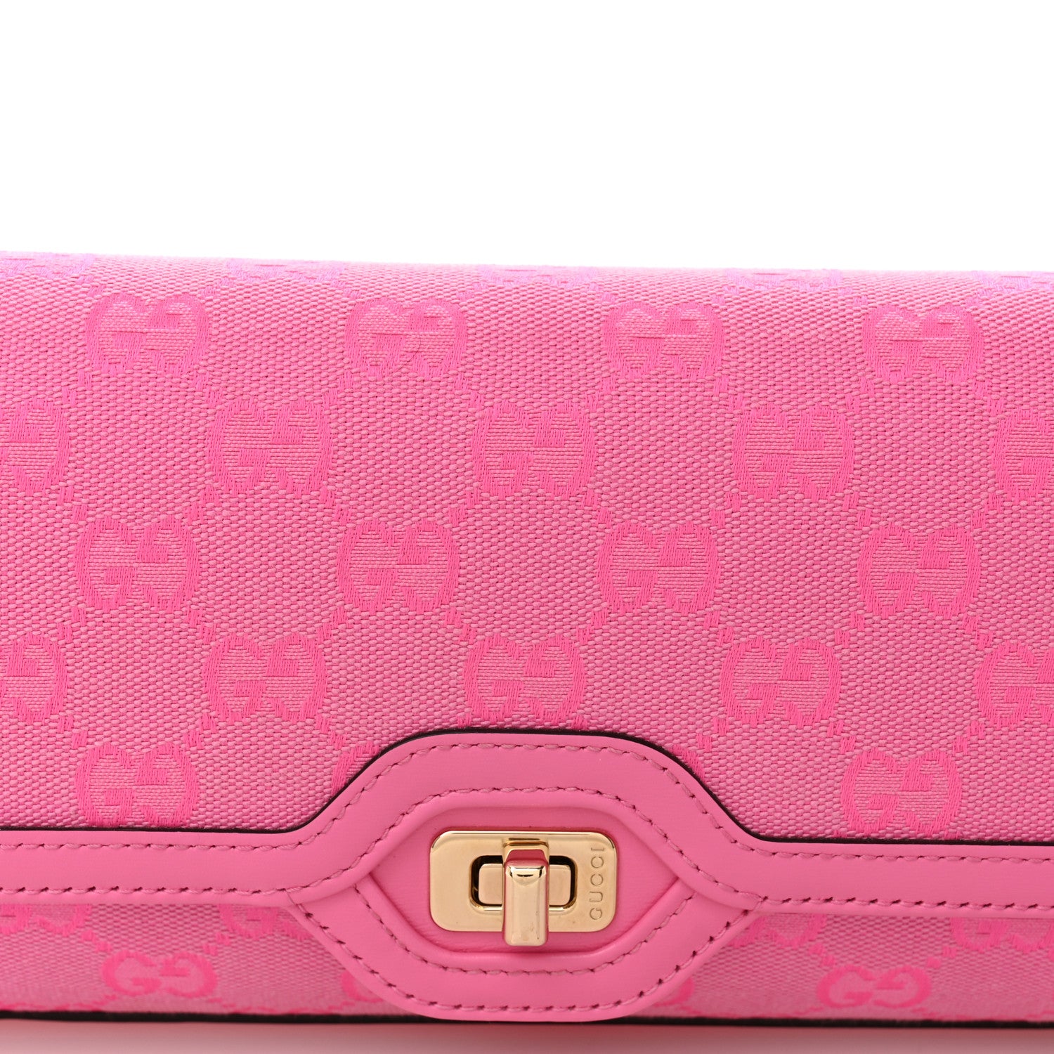 Gucci GG Monogram Textured Dollar Calfskin Small Luce Shoulder Bag Pink 8 of 12