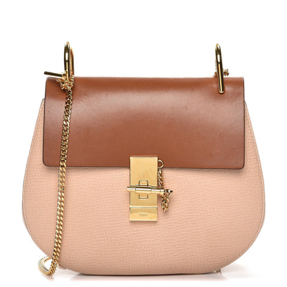 Chloe Grained Calfskin Lambskin Drew Shoulder Bag Powder Beige Caramel 1 of 6