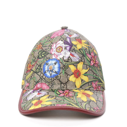 Gucci GG Supreme Flora Claudia Baseball Hat 56 S Red 3 of 7