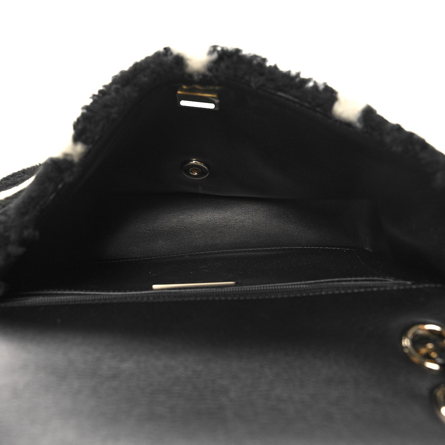 Chanel Shearling Lambskin Large Fluffy Tartan Single Flap Black White 6 of 11