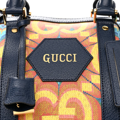 Gucci GG Supreme Kaleidoscope Calfskin Script Logo Gucci 100 Carry-On Duffle Bag Blue Orange Multicolor Blue Agata 6 of 8