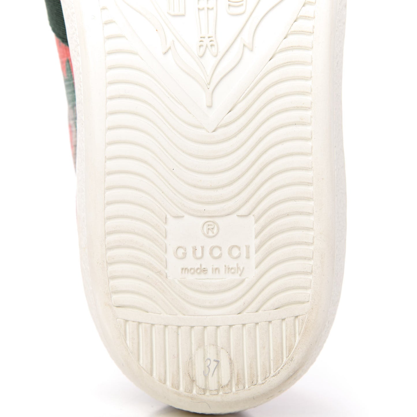 GG Supreme Monogram Strawberry Web Womens Ace Sneakers 37 Beige Multicolor Red Green