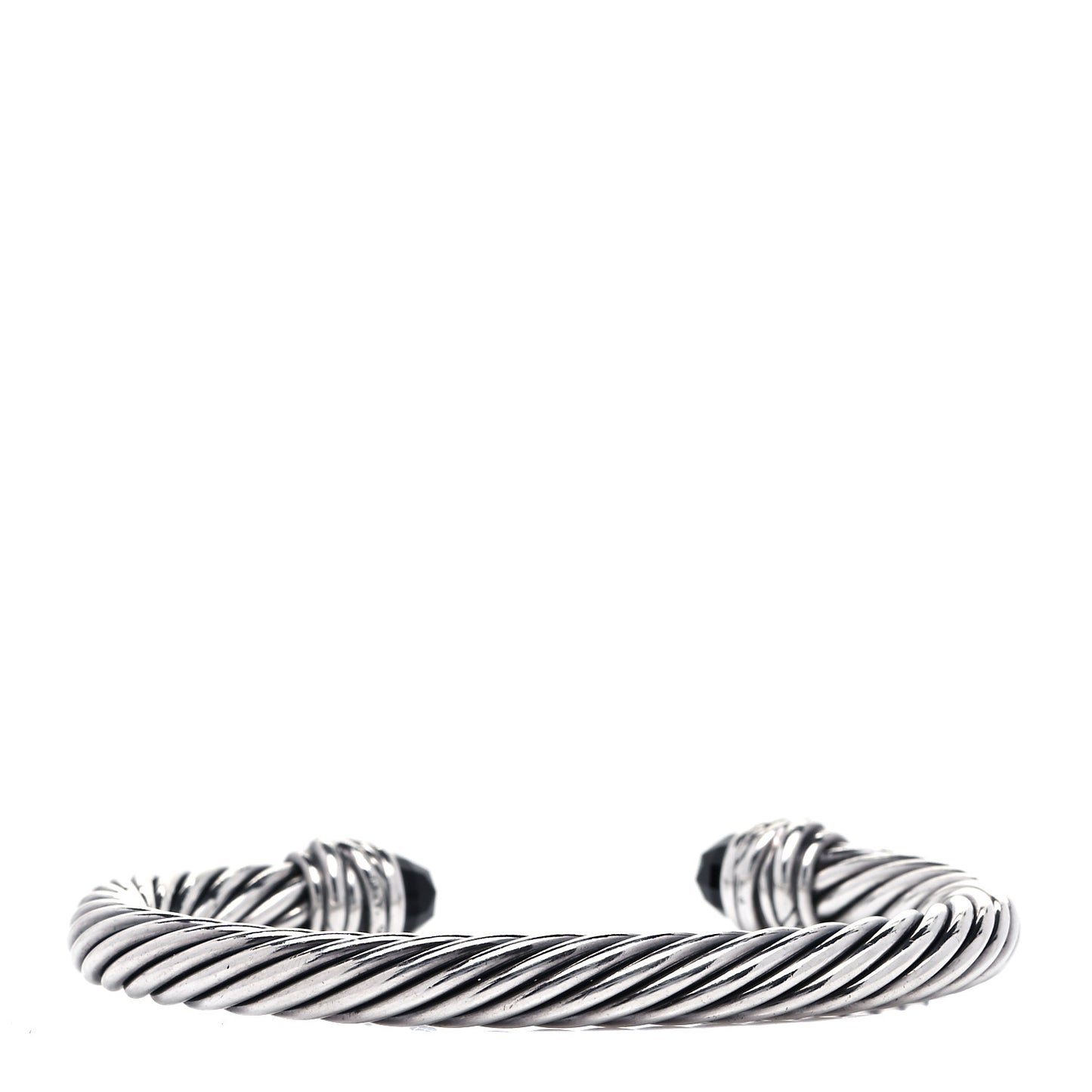 Sterling Silver Diamond Black Onyx 7mm Cable Classics Crossover Bracelet