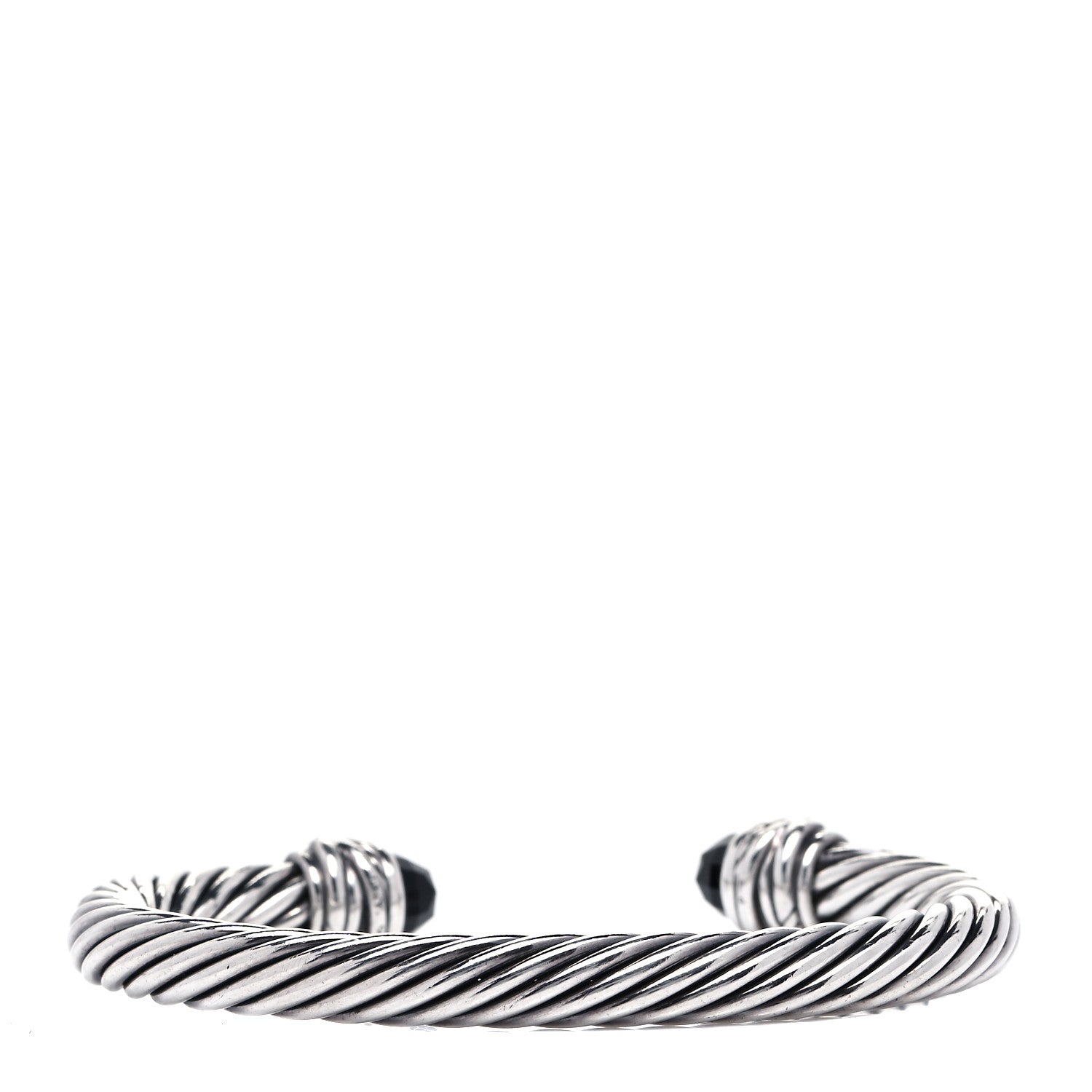 David Yurman Sterling Silver Diamond Black Onyx 7mm Cable Classics Crossover Bracelet 3 of 4