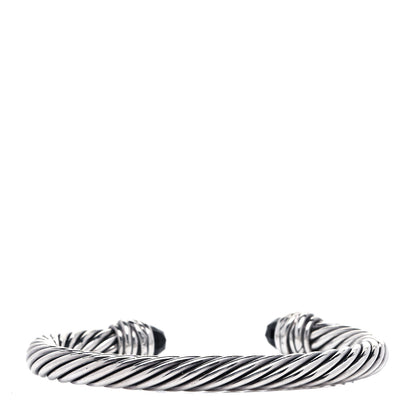 David Yurman Sterling Silver Diamond Black Onyx 7mm Cable Classics Crossover Bracelet 3 of 4