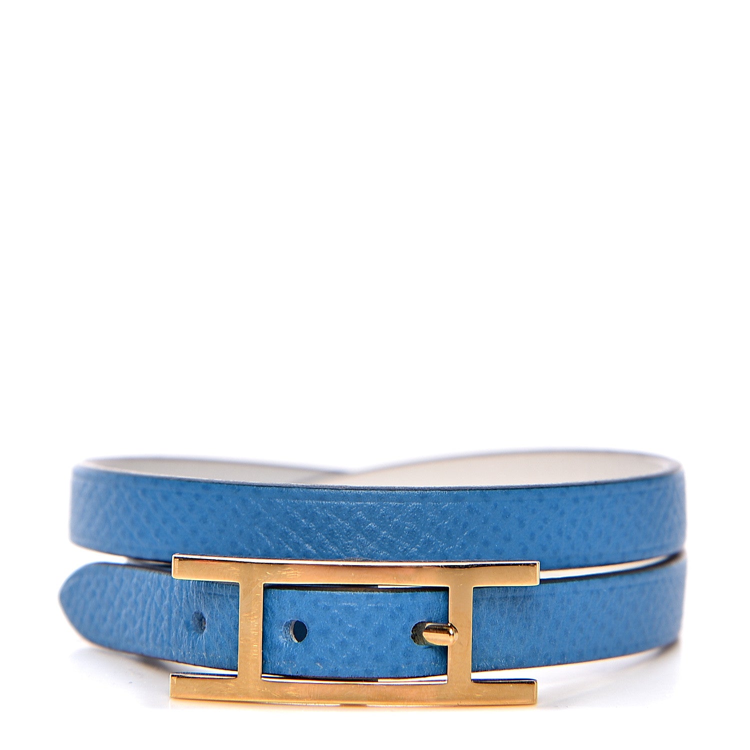 Hermes Epsom Swift Behapi Double Tour Bracelet S Bleu Hydra White 1 of 4