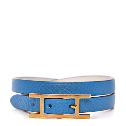Hermes Epsom Swift Behapi Double Tour Bracelet S Bleu Hydra White 1 of 4