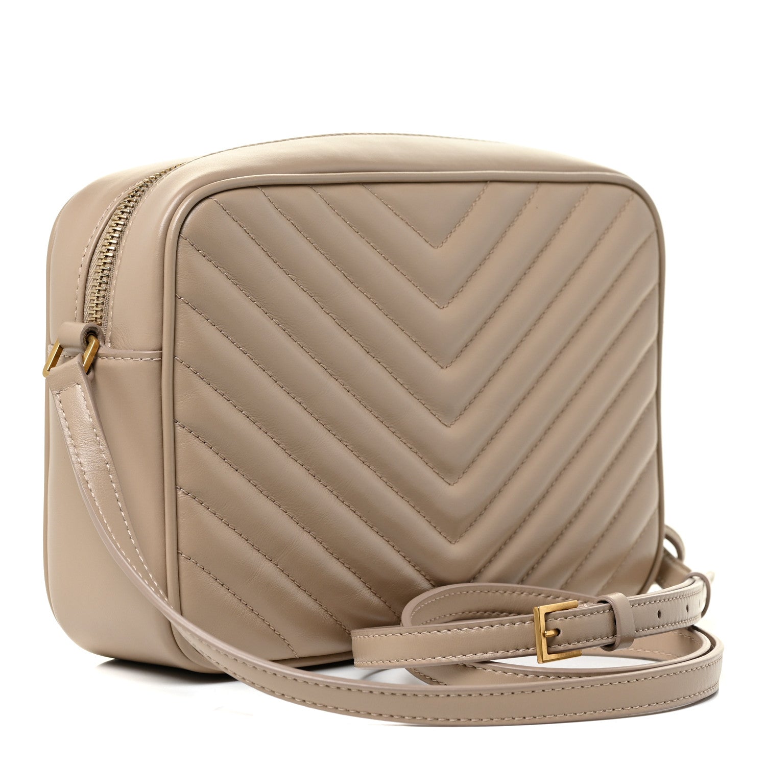 Saint Laurent Calfskin Matelasse Monogram Lou Camera Bag Dark Beige 3 of 12