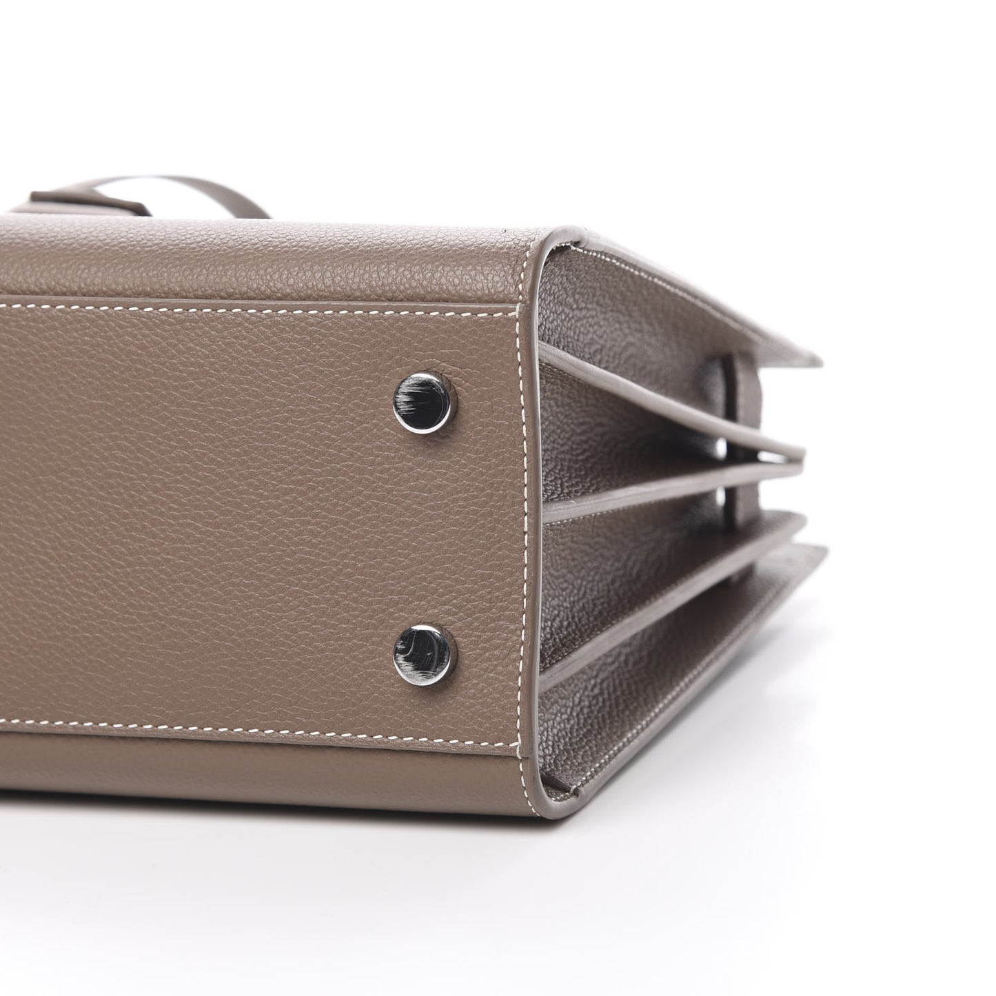 Grained Calfskin Topstich Baby Sac De Jour Taupe