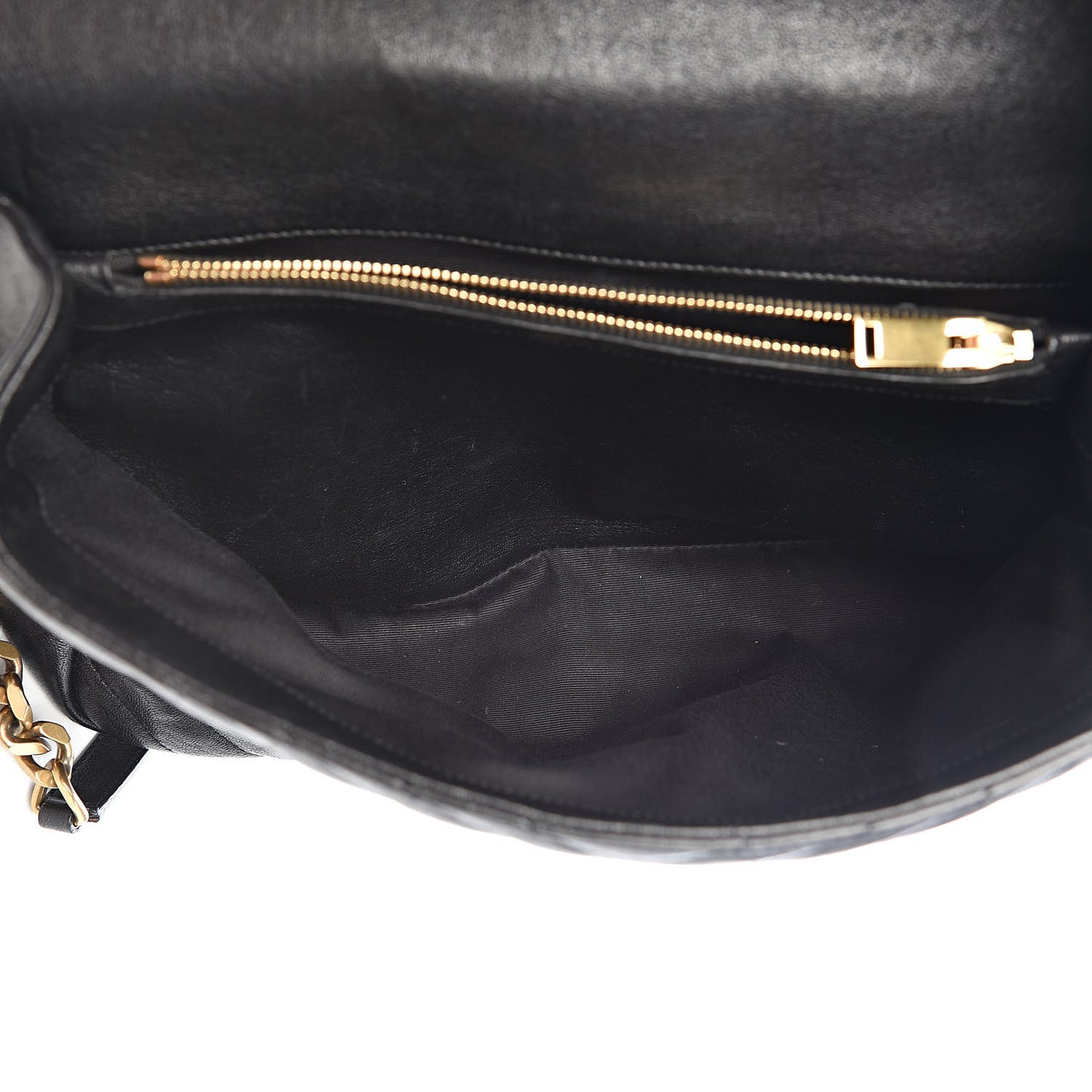 Sheepskin Matelasse Chevron Monogram Large College Satchel Black