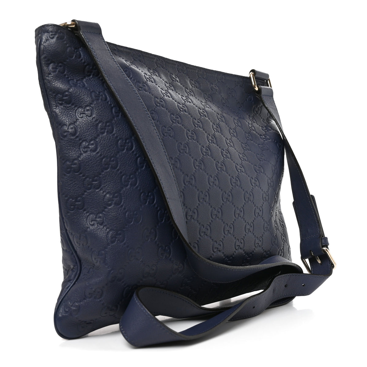 Guccissima Medium Flat Messenger Bag Navy