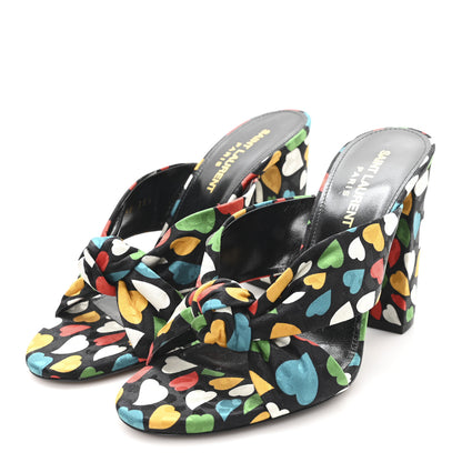 Saint Laurent Satin Heart Bianca Knotted Mule Sandals 36.5 Black Multicolor 4 of 10
