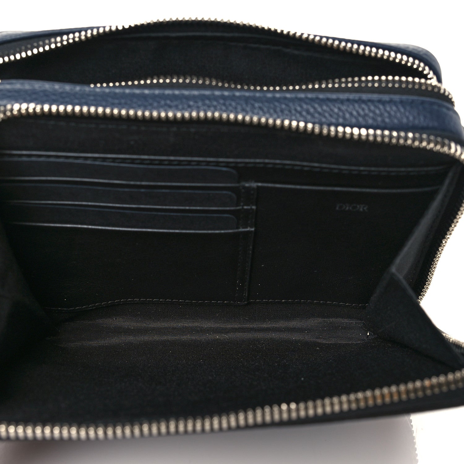 Christian Dior X SHAWN STUSSY Grained Calfskin Ox Head Crossbody Double Zip Crossbody Pouch Navy Blue 6 of 12