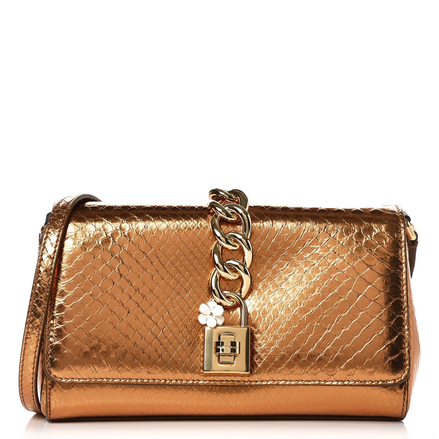 Metallic Python Shoulder Bag Gold