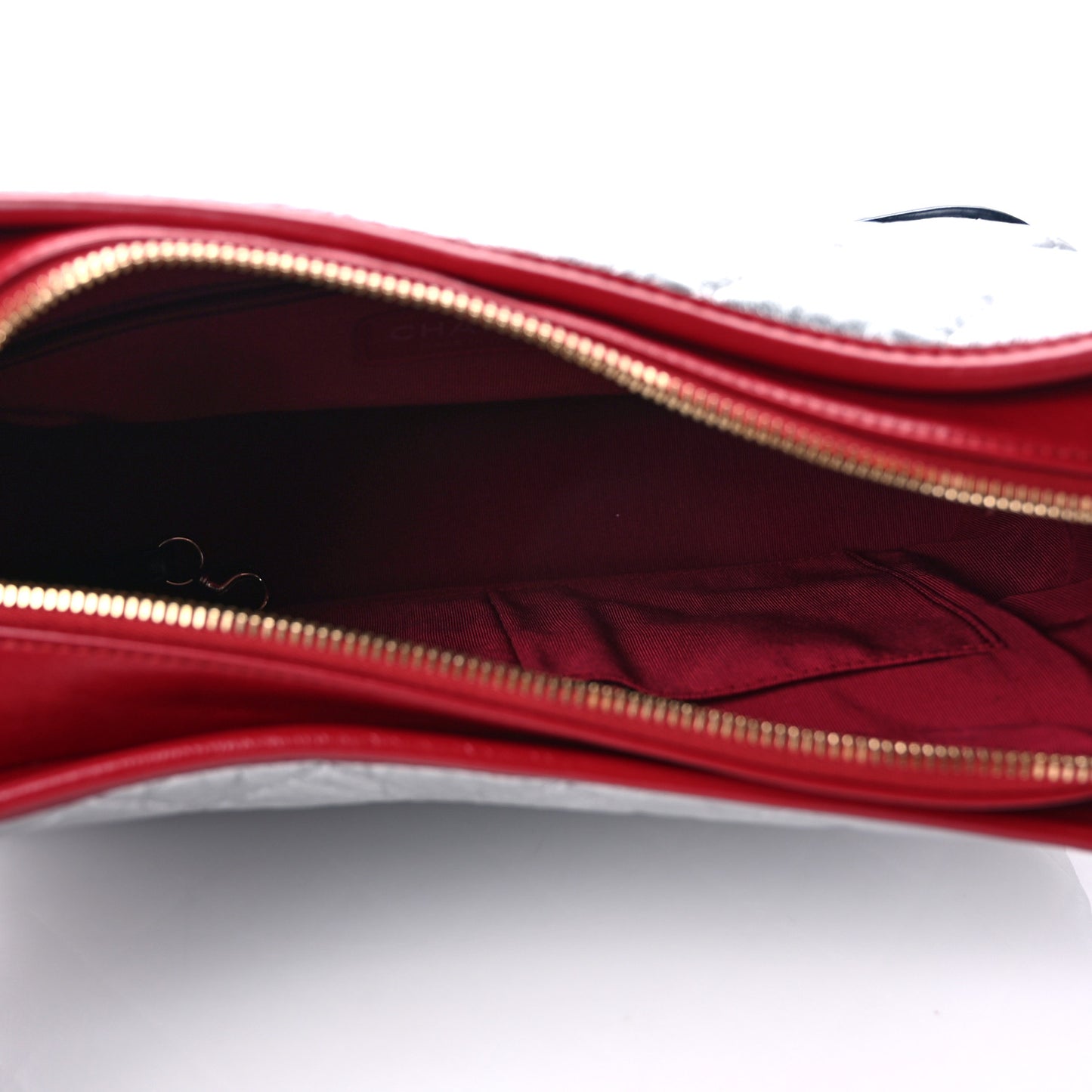 Metallic Aged Calfskin Quilted Medium Gabrielle Hobo Silver Navy Red