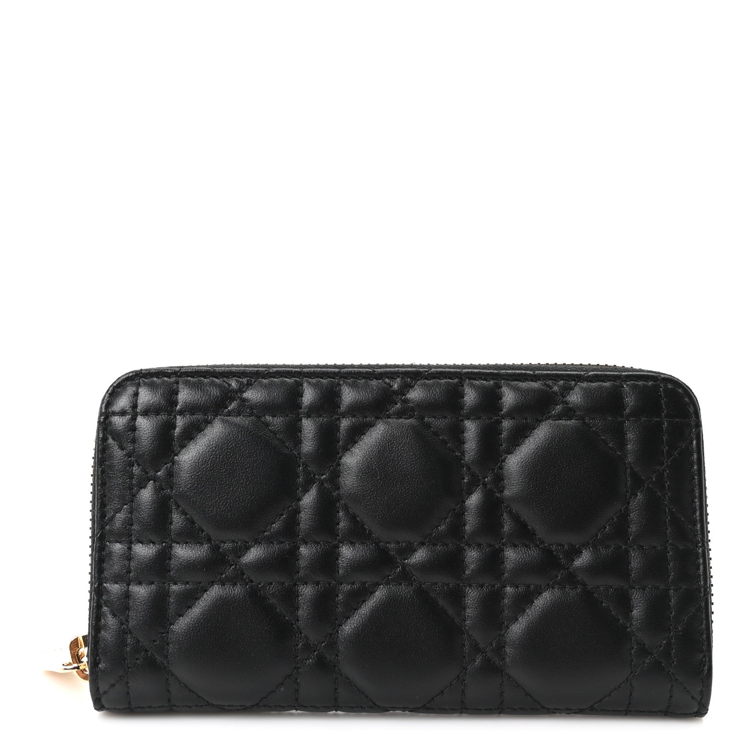 Christian Dior Lambskin Cannage Lady Dior Zip Wallet Black 1 of 11